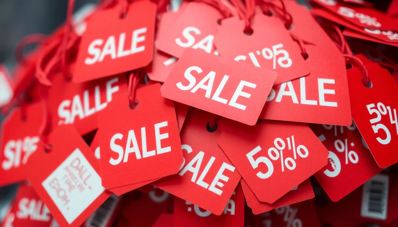 Discount tags and sale stickers